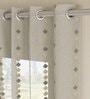 Grey Geometric Polyester 7 Ft Sheer Eyelet Door Curtain