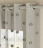 Grey Geometric Polyester 7 Ft Sheer Eyelet Door Curtain