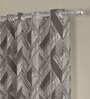 Grey Polyester Abstract 9ft Semisheer Eyelet (2 pc) Long Door Curtains