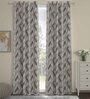 Grey Polyester Abstract 9ft Semisheer Eyelet (2 pc) Long Door Curtains