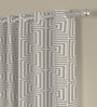 Grey Polyester Abstract 9ft Semisheer Eyelet (2 pc) Long Door Curtains