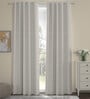 Grey Polyester Abstract 9ft Semisheer Eyelet (2 pc) Long Door Curtains