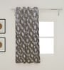 Grey Polyester Leaf 5ft Regular Eyelets Window Curtain (1 Pc)