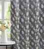 Grey Polyester Leaf 5ft Regular Eyelets Window Curtain (2 Pc)