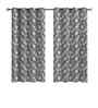 Grey Polyester Leaf 5ft Regular Eyelets Window Curtain (2 Pc)