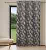 Grey Polyester Leaf 7ft Regular Eyelets Door Curtain (1 Pc)