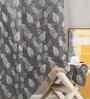 Grey Polyester Leaf 7ft Regular Eyelets Door Curtain (1 Pc)