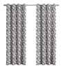 Grey Polyester Leaf 7ft Regular Eyelets Door Curtain (2 Pc)