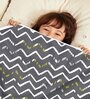 Grey Polyester Patterned 120 GSM Single Bed Kids Dohar