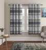 Grey Polyester Self Design 5ft Blackout Eyelet Window Curtains (Pack of 2)