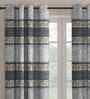 Grey Polyester Self Design 5ft Blackout Eyelet Window Curtains (Pack of 2)