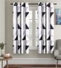 Grey Geometric Polyester 5 Ft Semisheer Eyelet Window Curtains (Set of 2)
