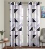 Grey Geometric Polyester 7 Ft Semisheer Eyelet Door Curtains (Set of 2)