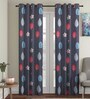 Grey Floral Polyester 7 Ft Semisheer Eyelet Door Curtains (Set of 2)