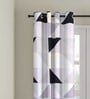 Grey Geometric Polyester 7 Ft Semisheer Eyelet Door Curtains (Set of 2)