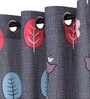 Grey Floral Polyester 7 Ft Semisheer Eyelet Door Curtains (Set of 2)