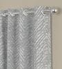 Geometric Polyester Solid 5 Ft  Semisheer Eyelet 2 Window Curtains