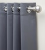 Grey Polyester Solid 5ft Blackout Eyelet Window Curtain (2 Pc)