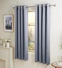 Grey Polyester Solid 5ft Blackout Eyelet Window Curtain (2 Pc)