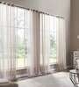 Grey Solid Polyester 8 Ft Sheer Eyelet Door Curtains (Set of 2)