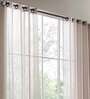 Grey Solid Polyester 8 Ft Sheer Eyelet Door Curtains (Set of 2)