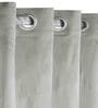Grey Polyester Solid 7 ft Light Filtering Eyelet (Set of 2) Door Curtains