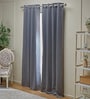 Grey Polyester Solid 7ft Blackout Eyelet Door Curtain (2 Pc)