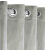 Grey Polyester Solid 9 ft Light Filtering Eyelet Door Curtain