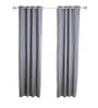 Grey Polyester Solid 9ft Blackout Eyelet Door Curtain (2 Pc)
