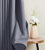 Grey Polyester Solid 9ft Blackout Eyelet Door Curtain (2 Pc)