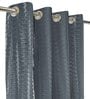 Grey Polyester Striped 7ft Sheer Eyelet Door Curtain (1Pc)