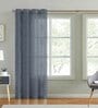 Grey Polyester Striped 7ft Sheer Eyelet Door Curtain (1Pc)