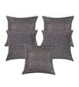 Grey Textured Polyester 16 x 16 Inches Cushion Covers (Set of 5)