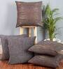 Grey Textured Polyester 16 x 16 Inches Cushion Covers (Set of 5)