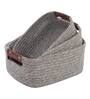 Grey Polypropylene Non Foldable Multi Purpose Storage Baskets (Set of 3)