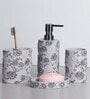 Grey Polyresin Stain Resistant 4Pcs  Bath Set