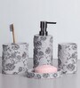 Grey Polyresin Stain Resistant 4Pcs  Bath Set