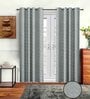 Grey Polyster Abstract 9ft Light Filtering Eyelet 2 Pc Long Door curtains