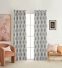 Grey Poleyster Camrin Leaves 5 Feet Semi Transperency Ring Top Window Curtains 2Pcs