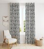 Grey Poleyster Camrin Leaves 5 Feet Semi Transperency Ring Top Window Curtains 2Pcs