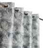 Grey Poleyster Camrin Leaves 9 Feet Semi Transperency Ring Top Long Door Curtains 2Pcs