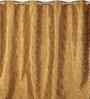 Golden Poleyster Camrin Leaves 9 Feet Semi Transperency Ring Top Long Door Curtains 2Pcs