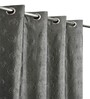Grey Poleyster Floral 5 Feet Semi Transperency Ring Top Window Curtains 2Pcs
