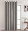Grey Premium Jute Geometric 8ft Light Filtering Eyelet Long Door Curtain