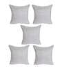 Grey Solid Jute 16 x 16 Inches Cushion Covers (Set of 5)