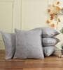 Grey Solid Jute 16 x 16 Inches Cushion Covers (Set of 5)