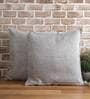 Grey Solid Jute 18 x 18 Inches Cushion Covers (Set of 2)