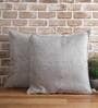 Grey Solid Jute 24 x 24 Inches Cushion Covers (Set of 2)