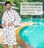 Grey Printed Cotton Men Bath Robe With Belt (XL)