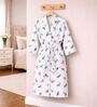 Grey Printed Cotton Men Bath Robe With Belt (XL)